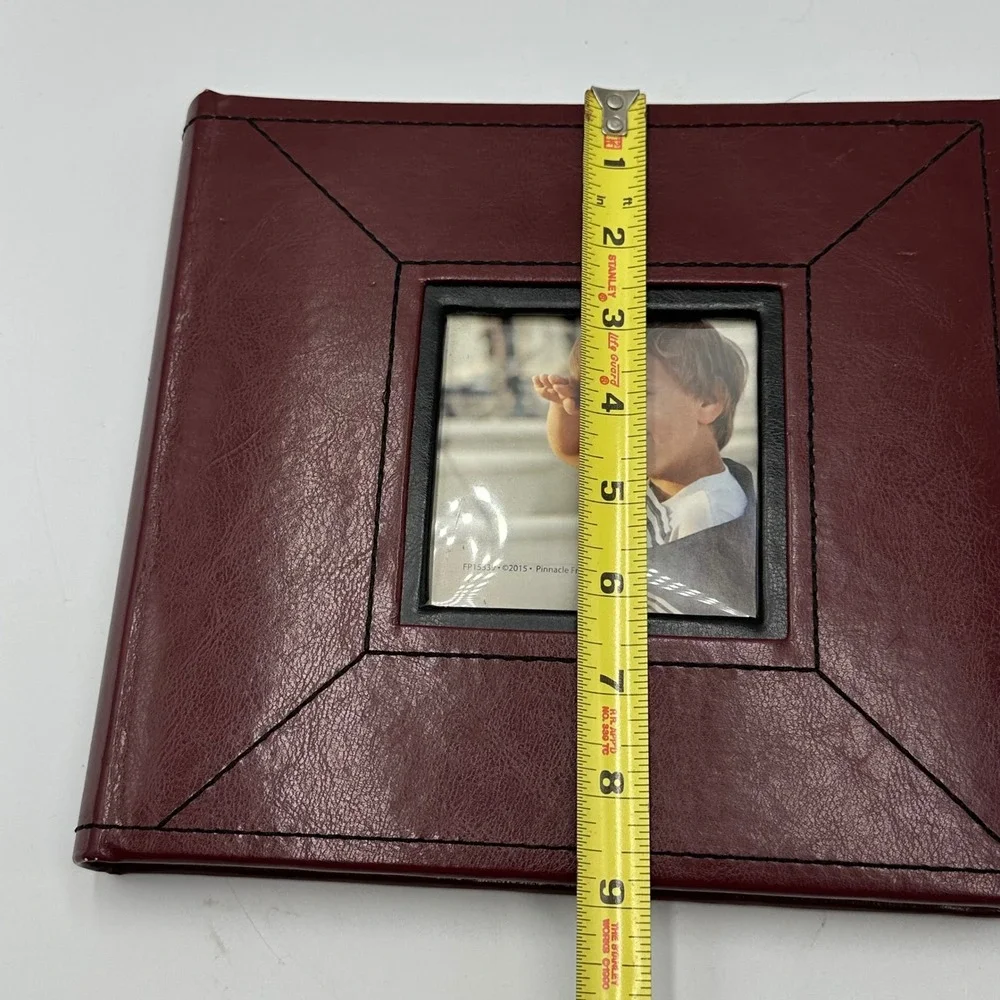 Pinnacle Frames & Accents Photo Album Burgundy Faux Leather Holds 4X6 Pictures